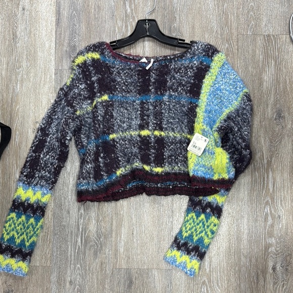 Free People Sweaters - Free People Black and Gray Crew Neck Sweater